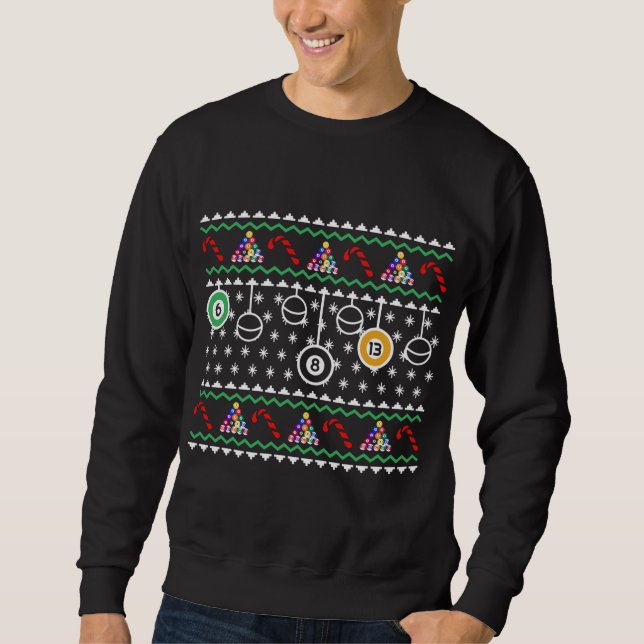 Ugly Christmas Billiards Pool X-Mas Santa Claus Ne Sweatshirt (Front)