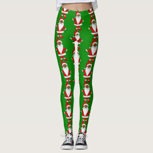 ugly christmas black african american santa claus leggings