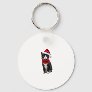 Ugly Christmas Black Cat Santa Hat Scarf Holiday C Key Ring