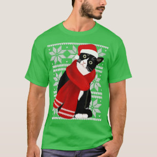 Ugly Christmas Black Cat Santa Hat Scarf Holiday C T-Shirt