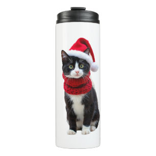 Ugly Christmas Black Cat Santa Hat Scarf Holiday C Thermal Tumbler