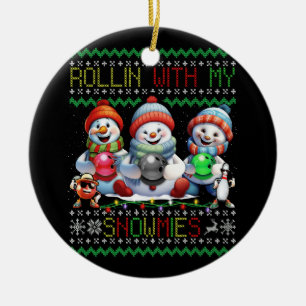 Ugly Christmas Bowling Lover Bowlers Rollin With M Ceramic Tree Decoration