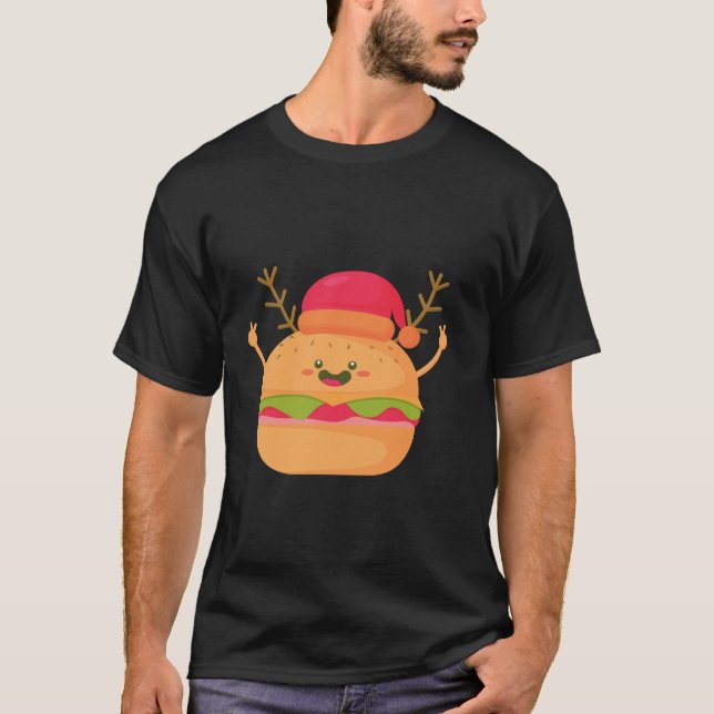 Ugly Christmas Burger Santa Cheeseburger Funny Fas T-Shirt (Front)