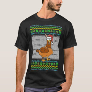 Ugly Christmas Chicken With Santa Hat Lights Xmas T-Shirt