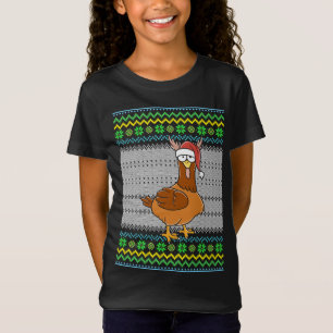 Ugly Christmas Chicken With Santa Hat Lights Xmas T-Shirt