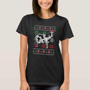 Ugly Christmas Cow Cow Santa Pajama Farmer T-Shirt