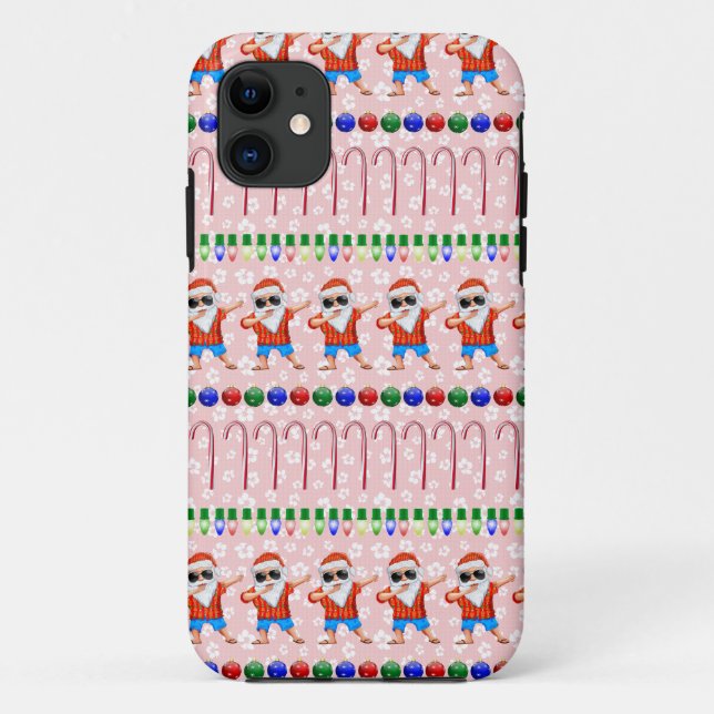 Ugly Christmas Dabbing Santa On Red Case-Mate iPhone Case (Back)