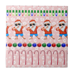 Ugly Christmas Dabbing Santa On Red Tile