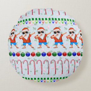 Ugly Christmas Dabbing Santa Round Cushion