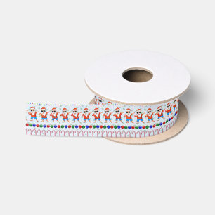 Ugly Christmas Dabbing Santa Satin Ribbon
