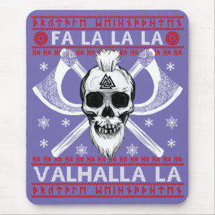Ugly Christmas Design Fa-La-La Valhalla Viking Val Mouse Pad