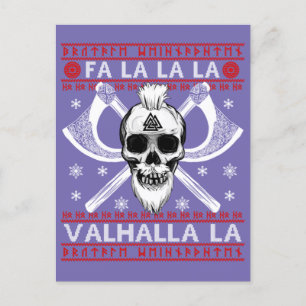 Ugly Christmas Design Fa-La-La Valhalla Viking Val Postcard