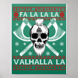 Ugly Christmas Design Fa-La-La Valhalla Viking Val Poster