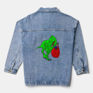 ugly christmas dinosaur tyrannosaurus rex denim jacket