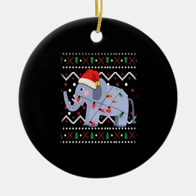 Ugly Christmas Elephant Gift For Christmas Ceramic Tree Decoration (Front)
