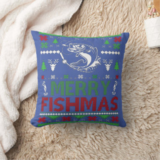 ugly christmas fishing cushion