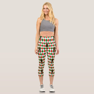 ugly christmas frankenstein argyle plaid capri leggings