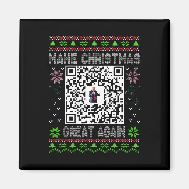Ugly Christmas Funny Qr President Trump Dance Code Magnet (Front)
