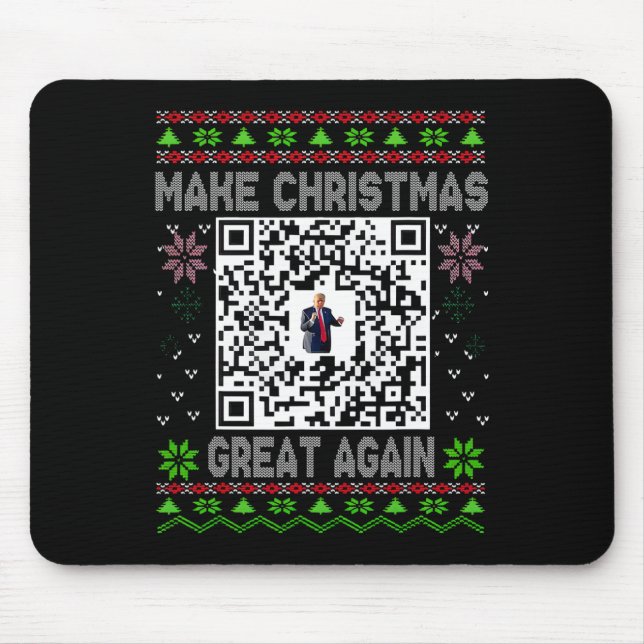 Ugly Christmas Funny Qr President Trump Dance Code Mouse Pad (Front)