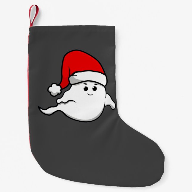 ugly christmas ghost santa claus spooky creepy small christmas stocking (Front)
