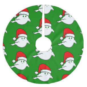 ugly christmas ghost spooky creepy green brushed polyester tree skirt