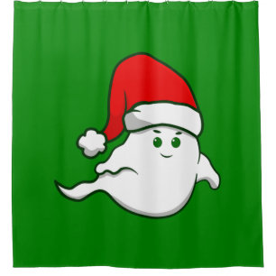 ugly christmas ghost spooky creepy green shower curtain