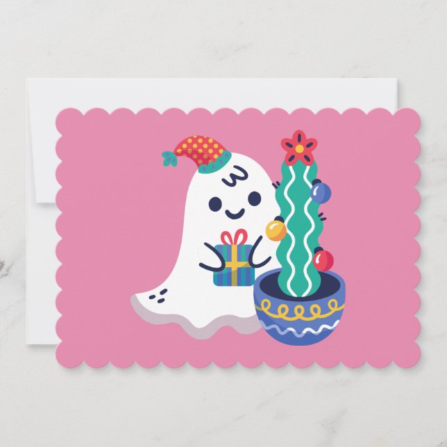 ugly christmas ghost xmas cactus invitation (Front)