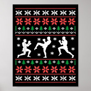 Ugly Christmas Graphic Muay Thai Kickboxing MMA Poster