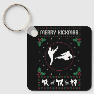 Ugly Christmas Karate Jiu Jitsu Martial Art Merry  Key Ring