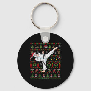 Ugly Christmas Karate Santa Claus Martial Arts Key Ring
