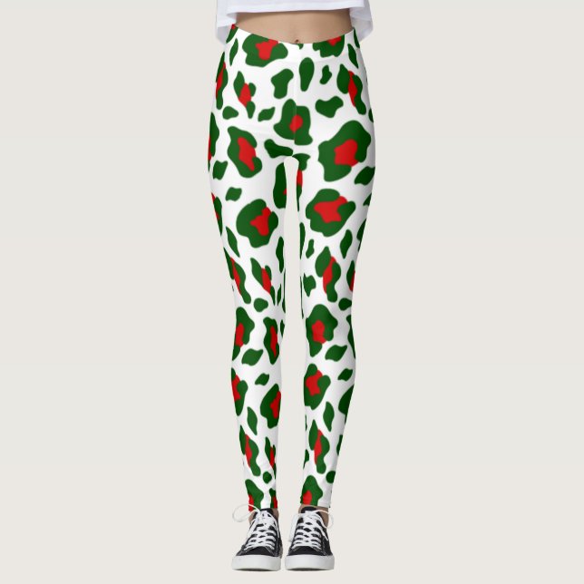 ugly christmas leopard print leggings (Front)