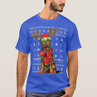 UGLY CHRISTMAS LIGHTS ROTTWEILER DOG PUPPY LOVER T-Shirt