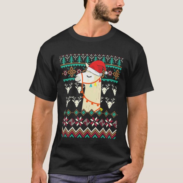 Ugly Christmas Llama T-Shirt (Front)