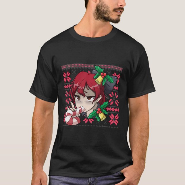 Ugly Christmas Otaku Ahegao Ecchi Etchi Lewd Henta T-Shirt (Front)