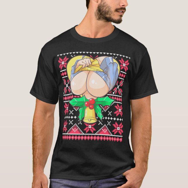 Ugly Christmas Otaku Ahegao Ecchi Etchi Lewd Henta T-Shirt (Front)