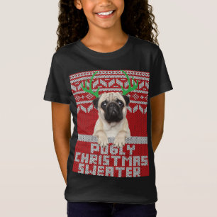 Ugly Christmas Pattern Cute Pug Pugly Christmas Sw T-Shirt