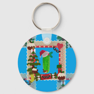 ugly christmas pickle key ring