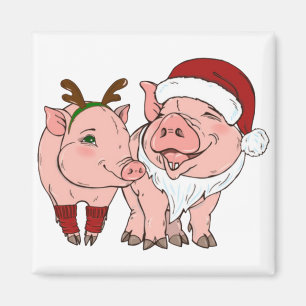 ugly christmas pig magnet