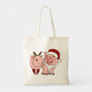 ugly christmas pig tote bag