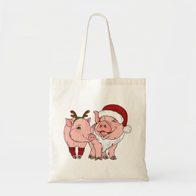 ugly christmas pig tote bag (Front)