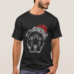 Ugly Christmas Pitbull Face Santa Hat Pit Mum Xmas T-Shirt
