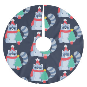 ugly christmas racoon santa xmas tree cute  brushed polyester tree skirt