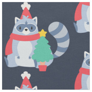 ugly christmas racoon santa xmas tree cute fabric