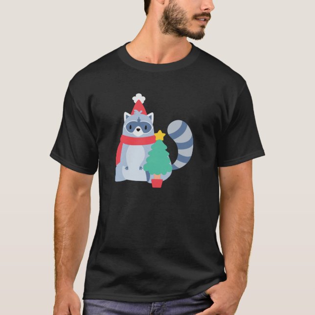 ugly christmas racoon santa xmas tree cute happy  T-Shirt (Front)