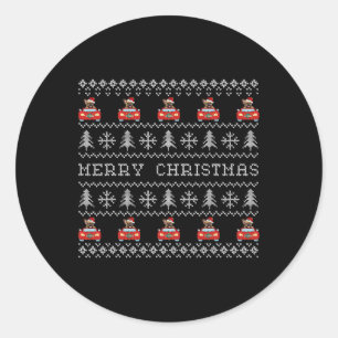 Ugly Christmas Red Santa Hat French Bulldog Xmas F Classic Round Sticker