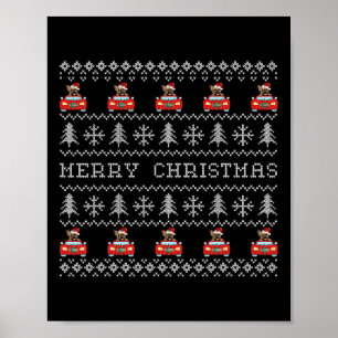 Ugly Christmas Red Santa Hat French Bulldog Xmas F Poster