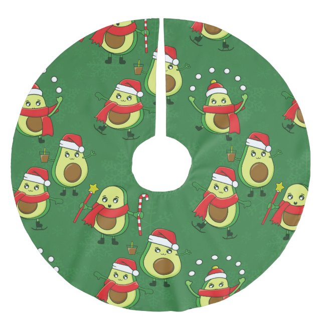 ugly christmas santa avocado winter brushed polyester tree skirt (Front)
