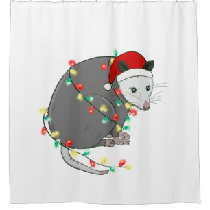 ugly christmas santa claus opossum shower curtain