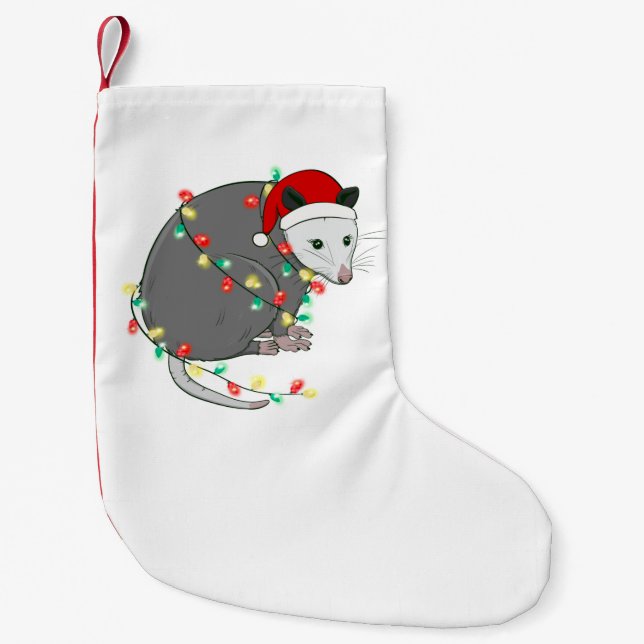 ugly christmas santa claus opossum small christmas stocking (Front)
