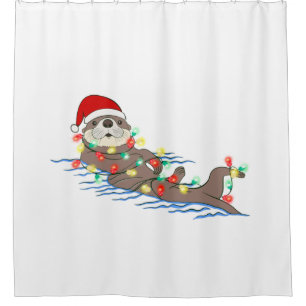 ugly christmas santa claus otter shower curtain
